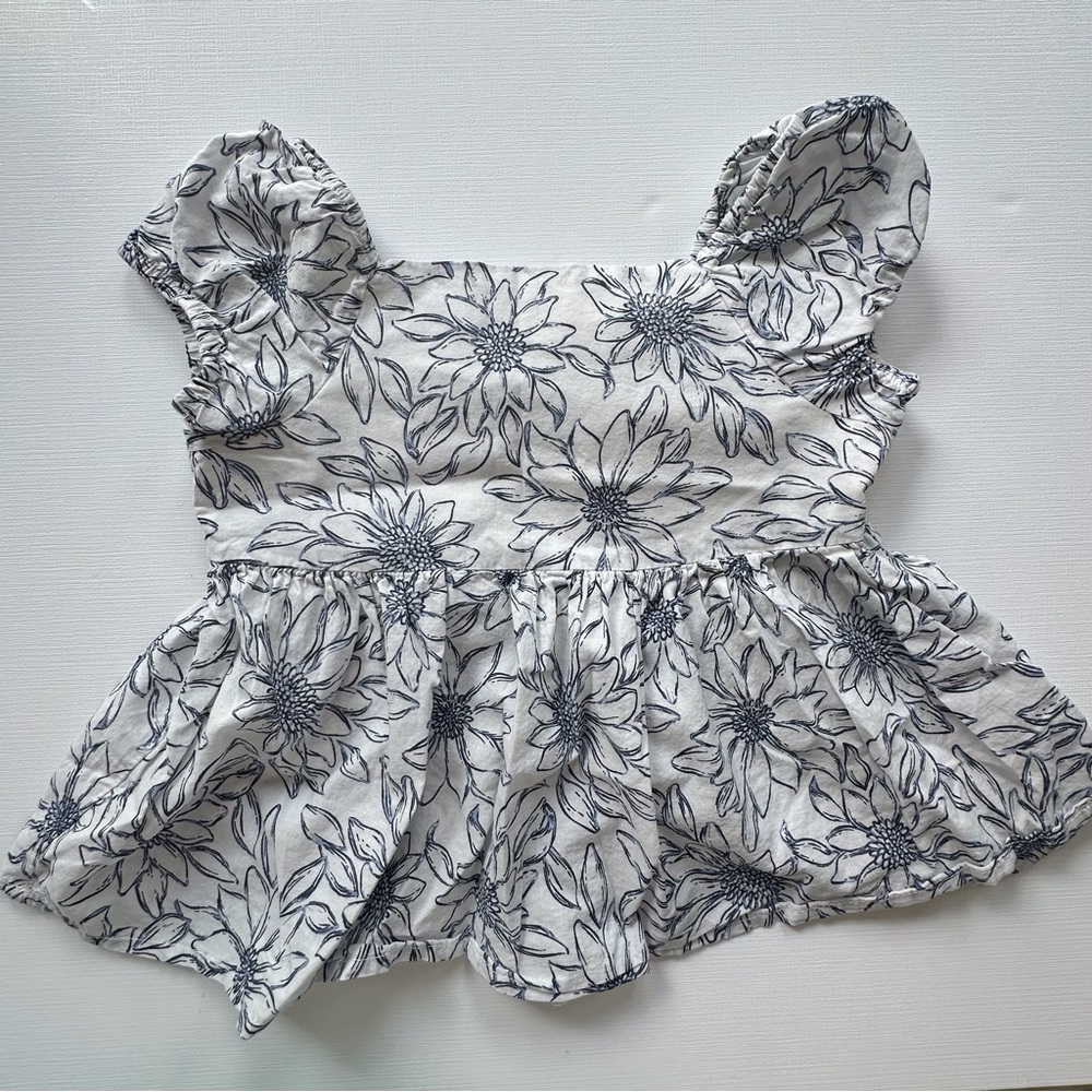 Joie super cute summery blue white floral shirt top for‎ girls small 5/6